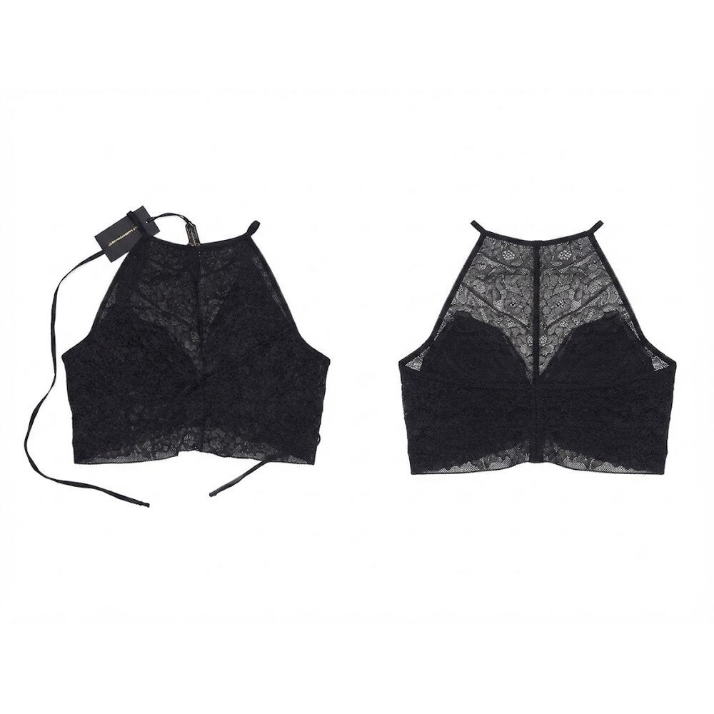 Kiki De Montparnesse Black Stretch Lace Halter Bralette Size Small New - Picture 8 of 8
